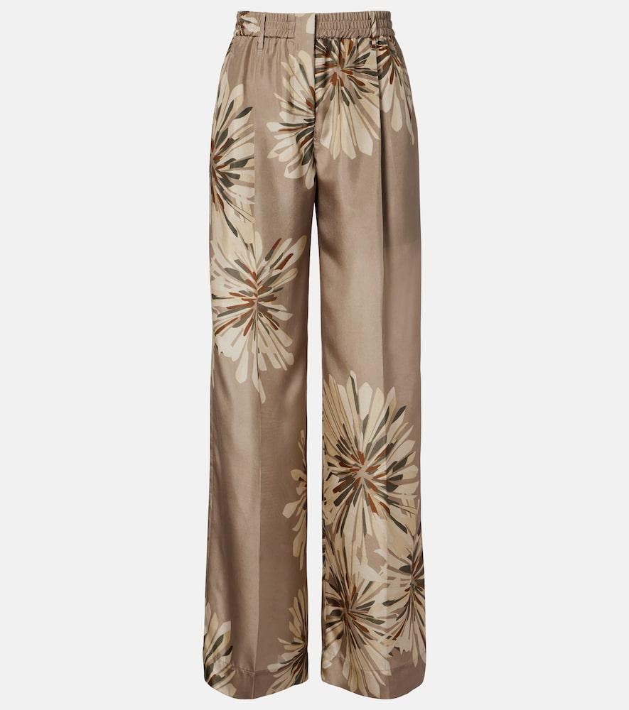 brunello cucinelli floral silk pongee wide