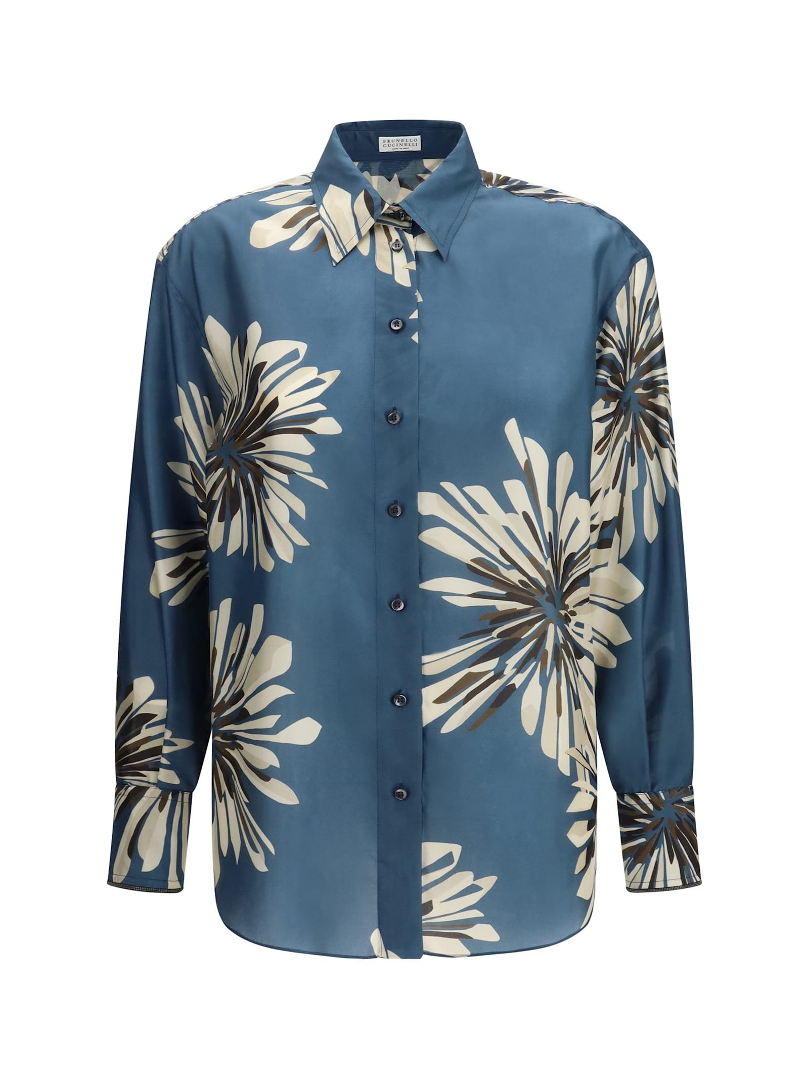 brunello cucinelli floral silk shirt