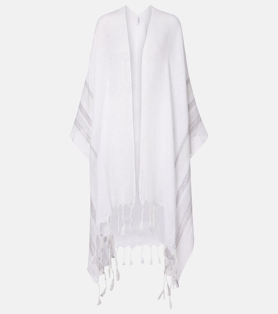 brunello cucinelli fringed linen poncho
