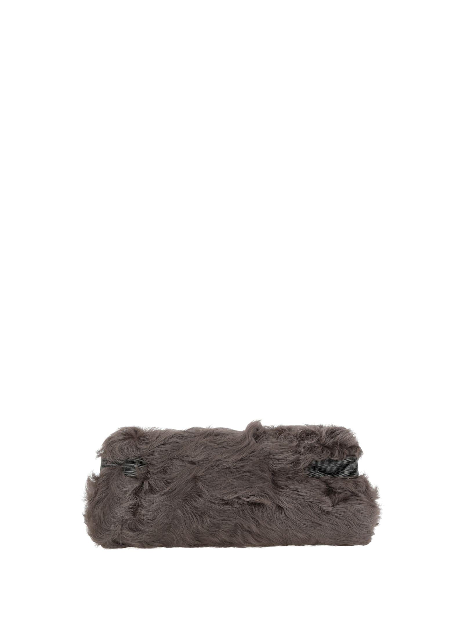 brunello cucinelli fur clutch bag