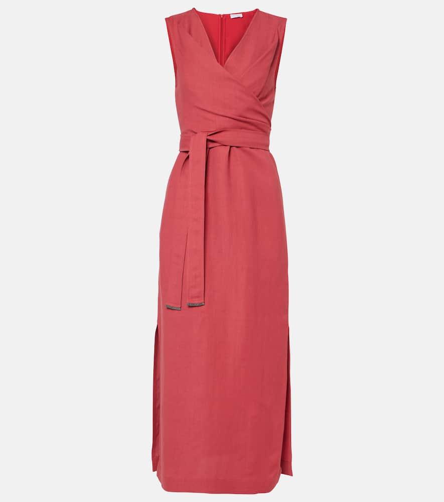 brunello cucinelli gathered midi dress