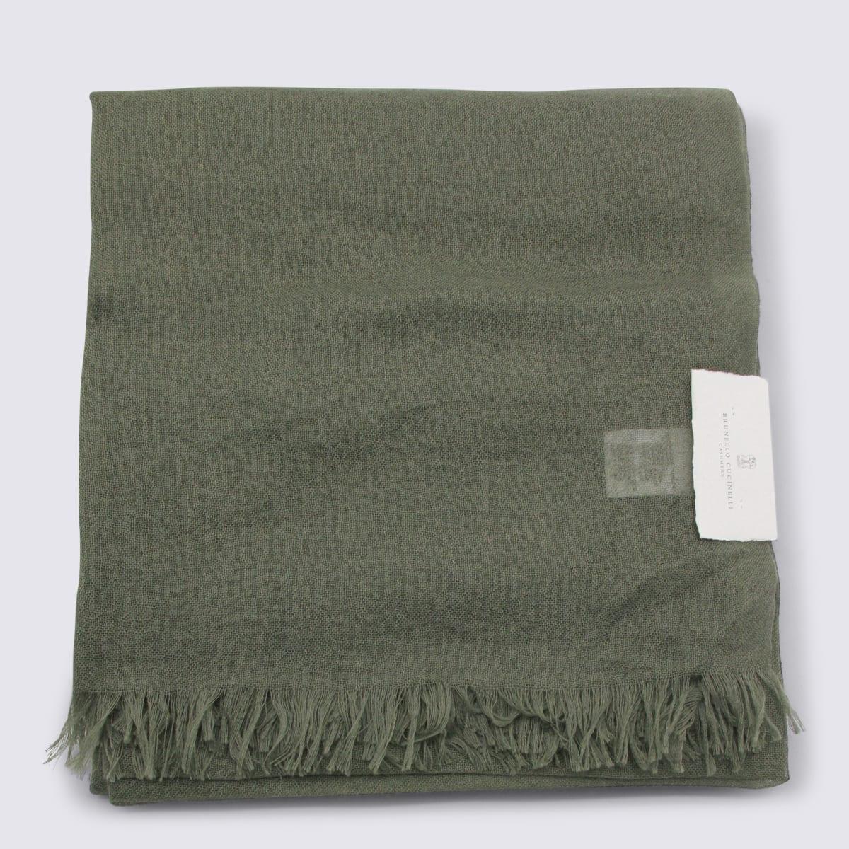 brunello cucinelli green linen scarves