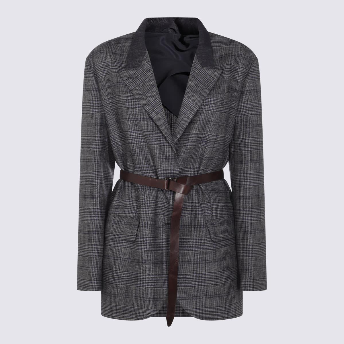 brunello cucinelli grey wool blazer
