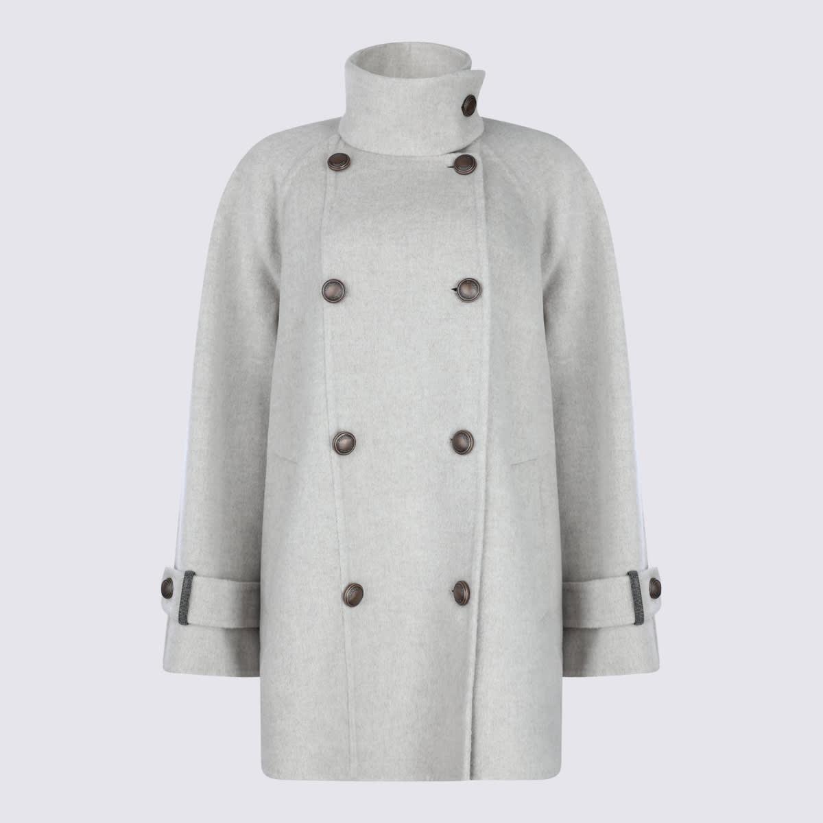 brunello cucinelli grey wool coat