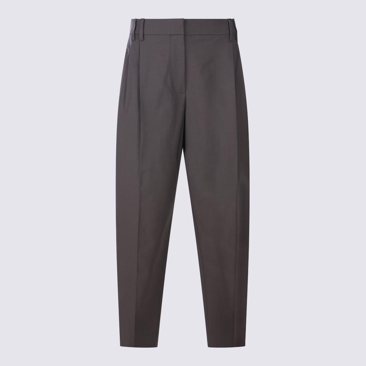 brunello cucinelli grey wool pants