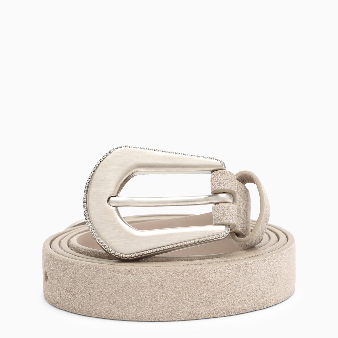 brunello cucinelli hazelnut-coloured suede belt
