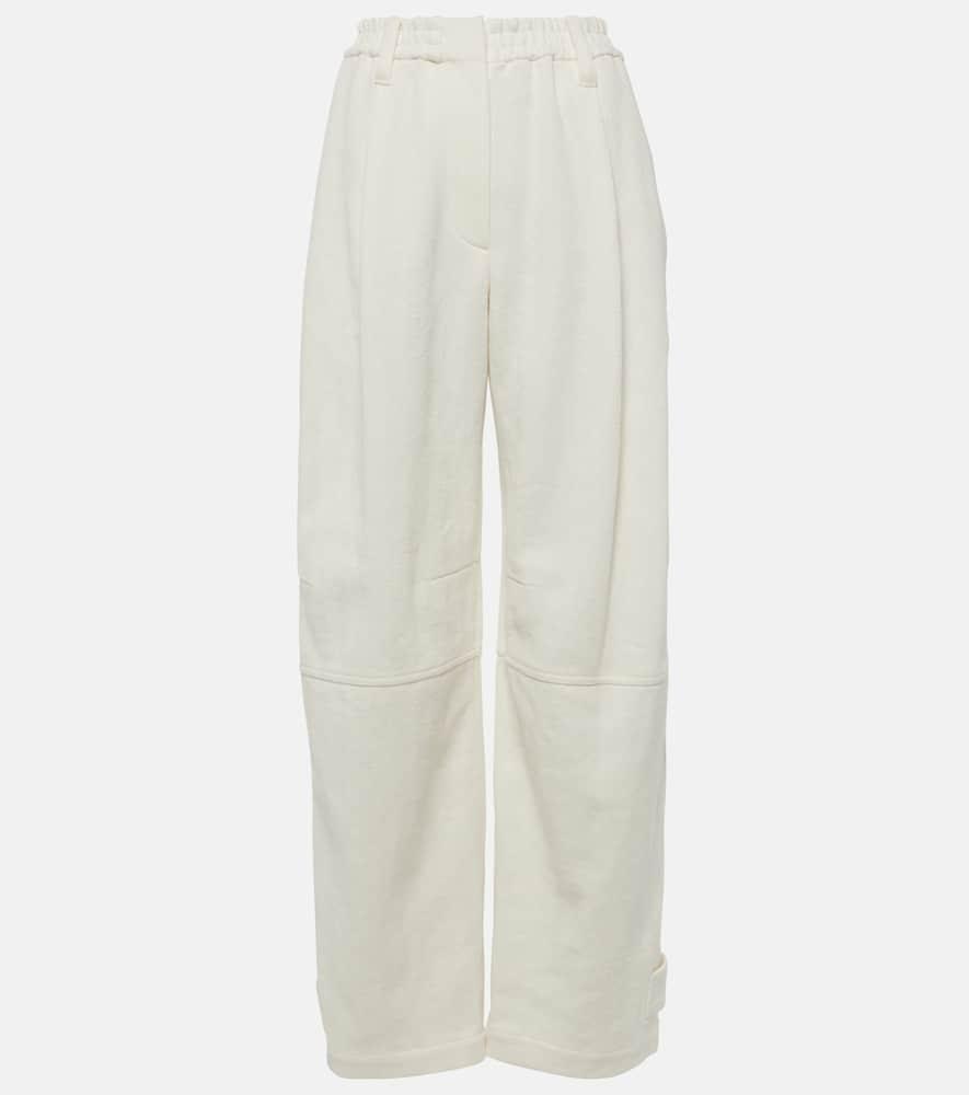 brunello cucinelli herringbone cotton and linen straight pants