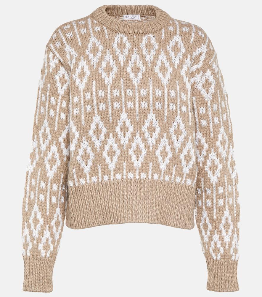 brunello cucinelli jacquard cashmere sweater