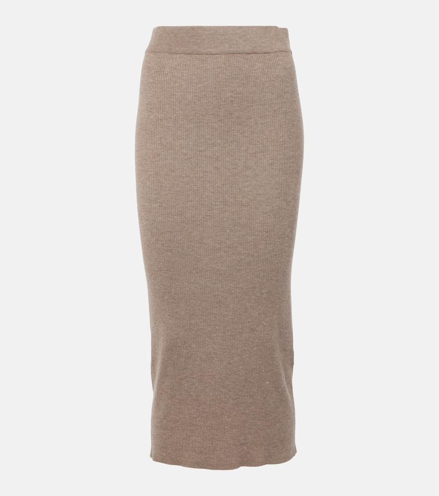 brunello cucinelli knitted midi skirt