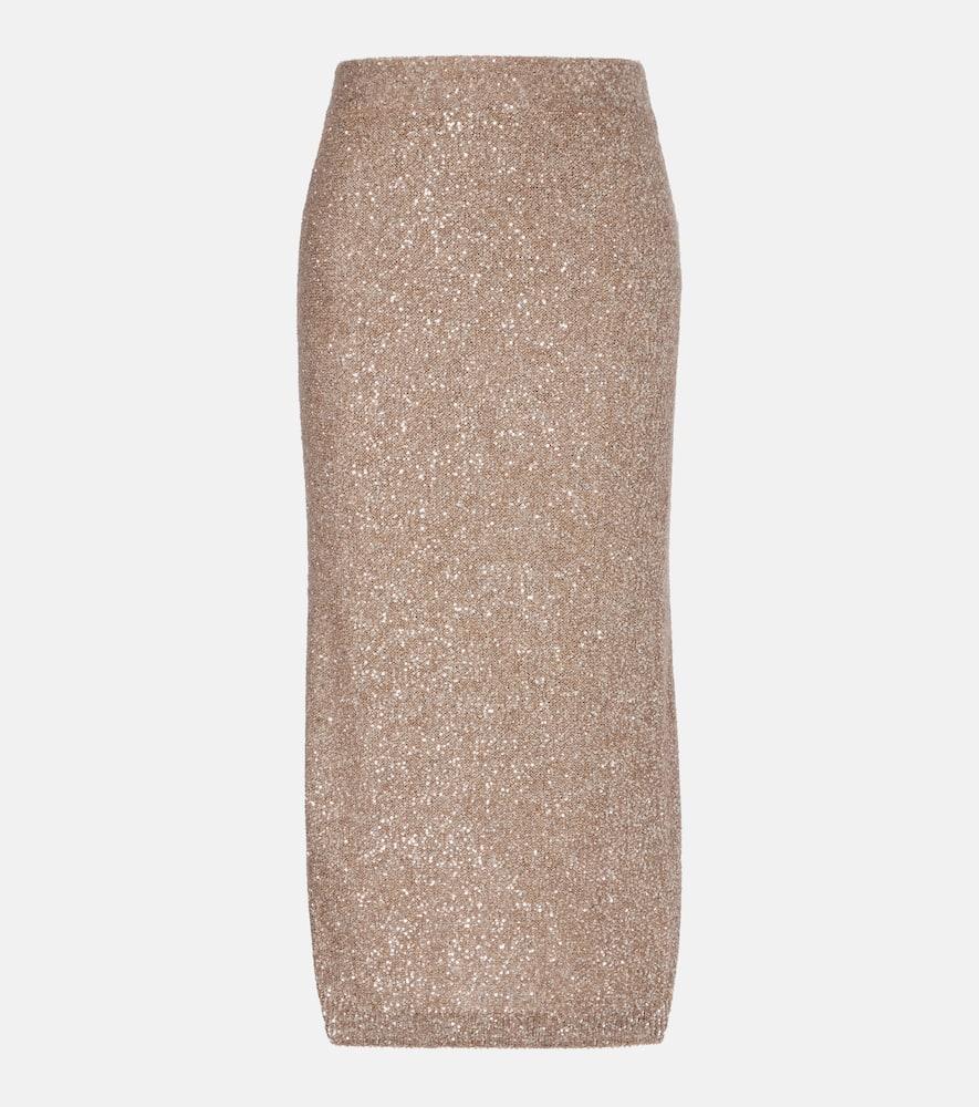 brunello cucinelli lamé pencil skirt