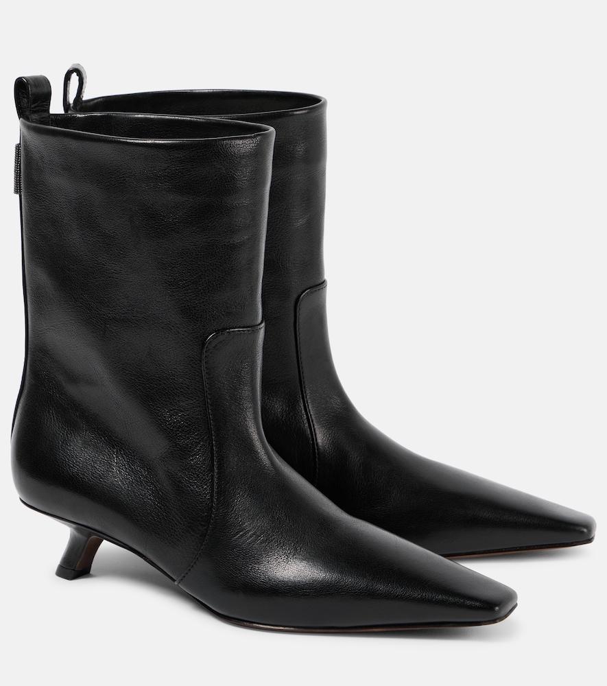 brunello cucinelli leather ankle boots