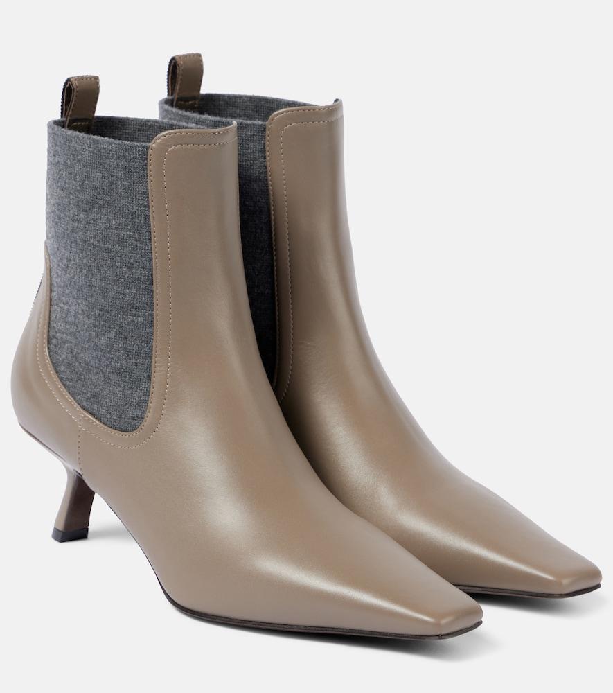 brunello cucinelli leather ankle boots