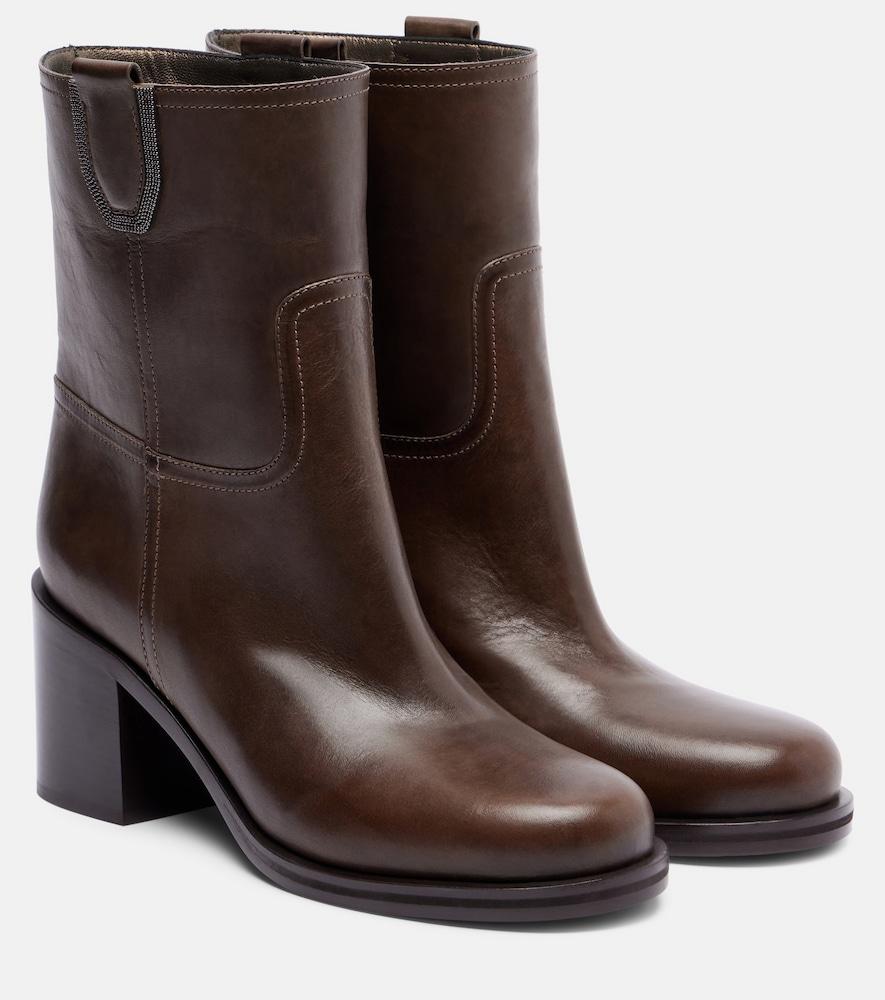 brunello cucinelli leather ankle boots
