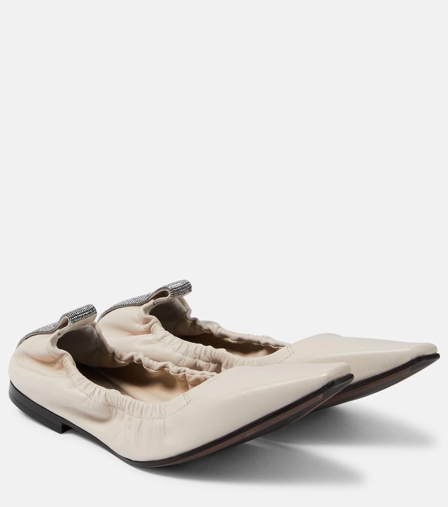 brunello cucinelli leather ballet flats