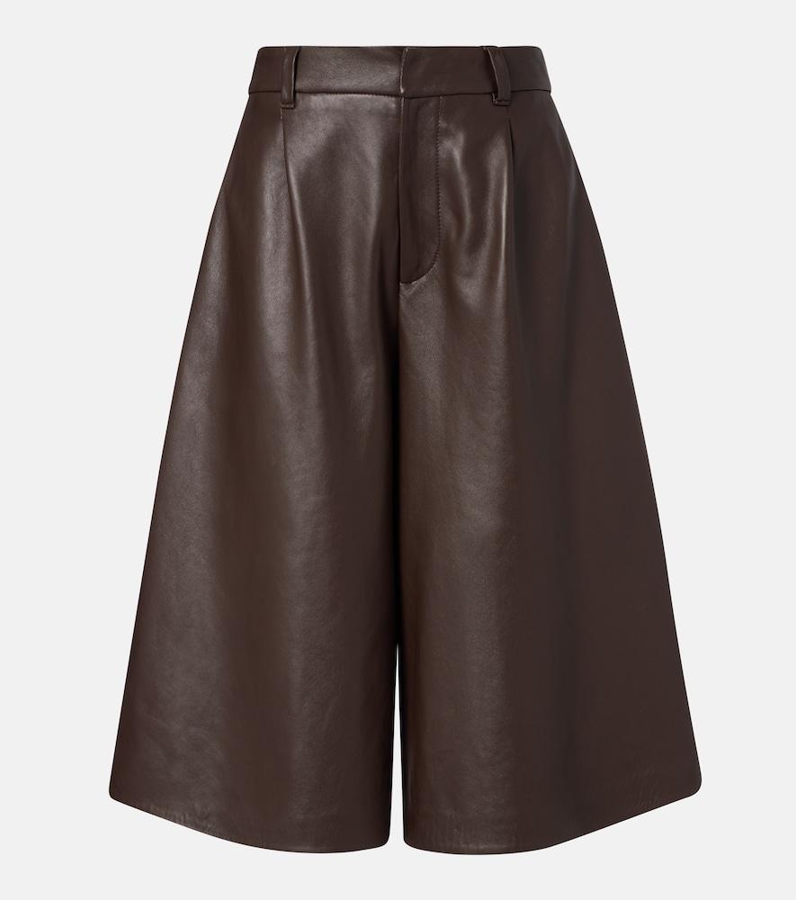 brunello cucinelli leather bermuda shorts
