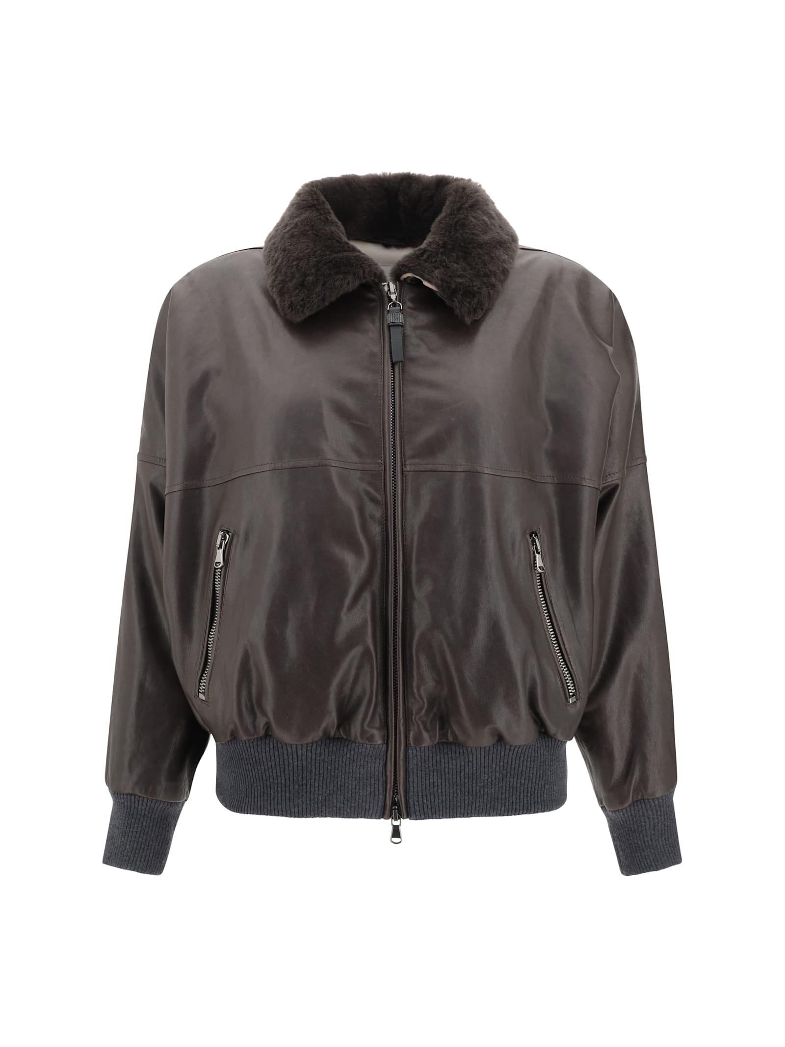 brunello cucinelli leather jacket