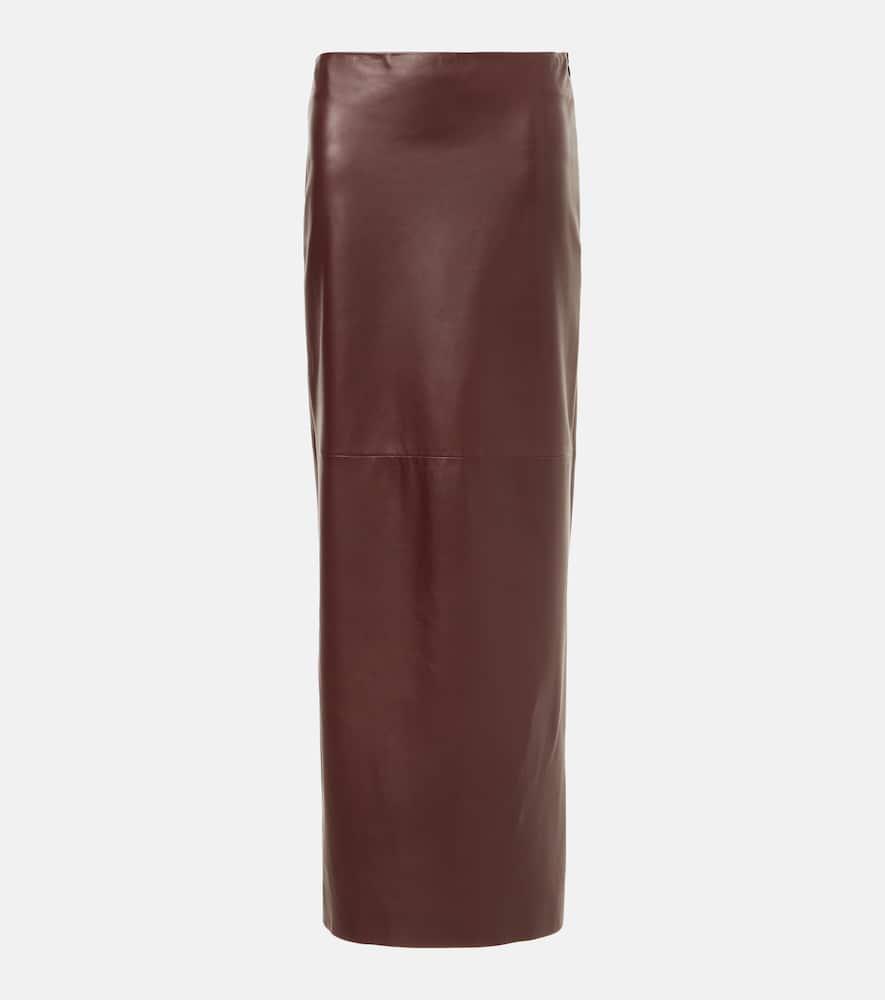 brunello cucinelli leather maxi skirt