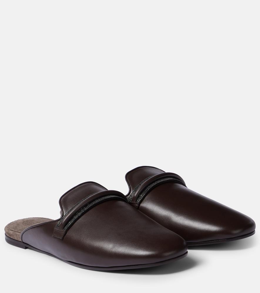 brunello cucinelli leather mules