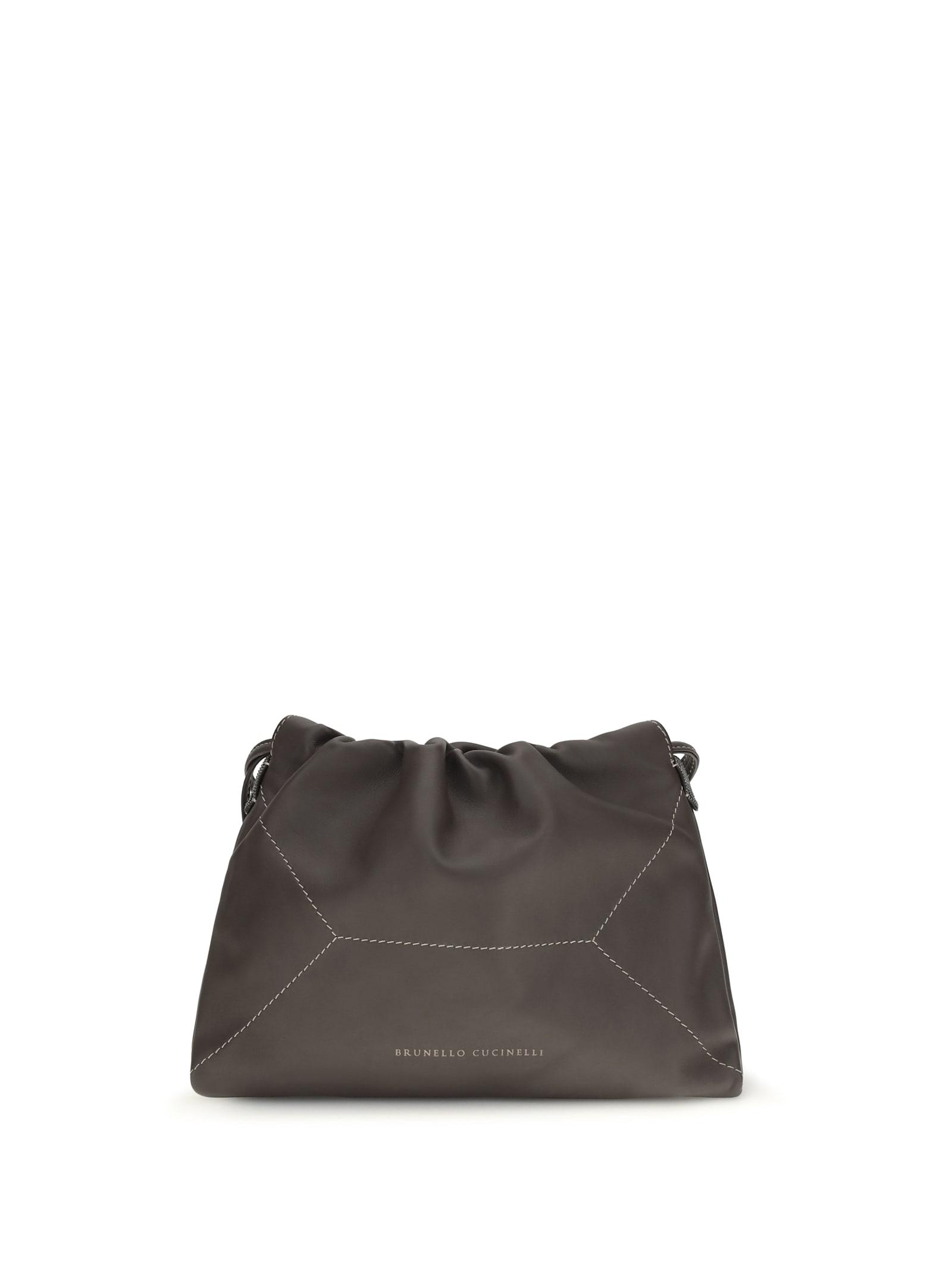 brunello cucinelli leather shoulder bag