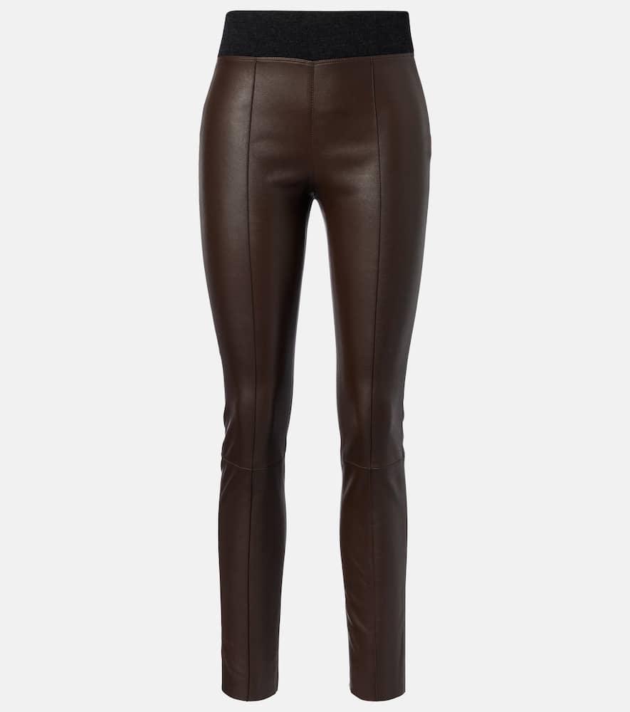 brunello cucinelli leather slim pants