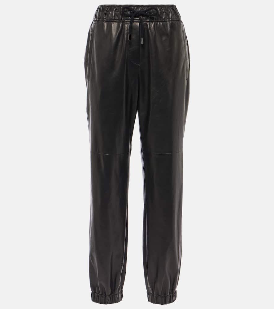 brunello cucinelli leather straight pants