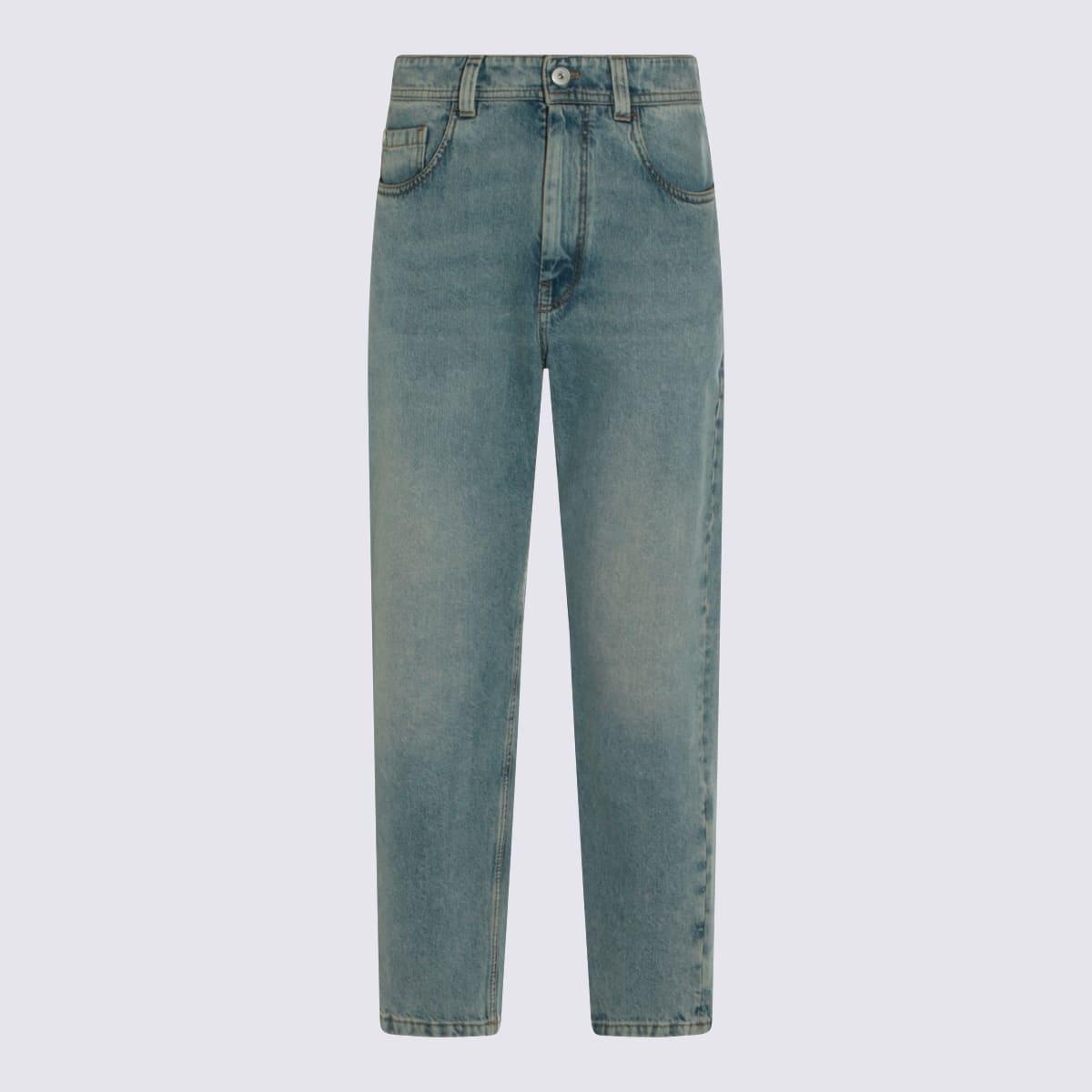 brunello cucinelli light blue cotton jeans