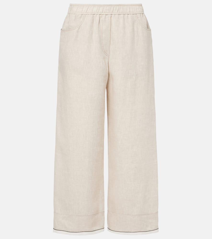 brunello cucinelli linen cropped wide