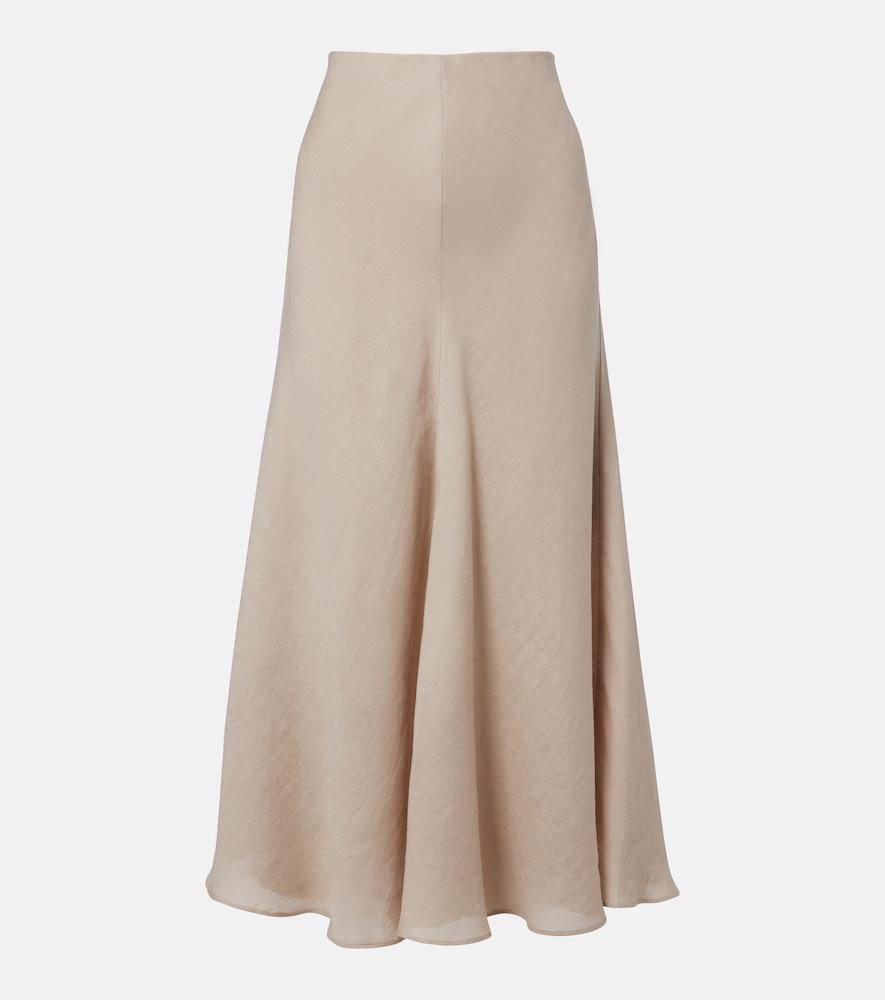 brunello cucinelli linen midi skirt