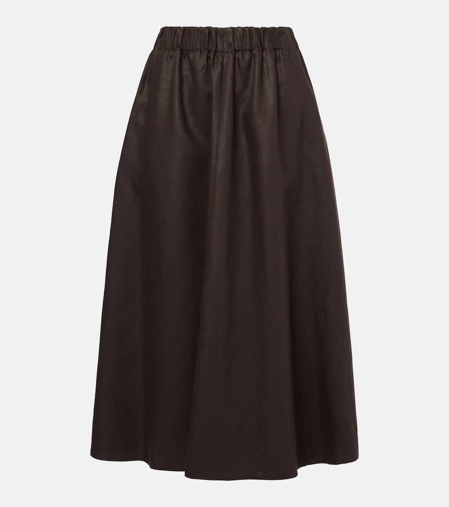 brunello cucinelli linen midi skirt
