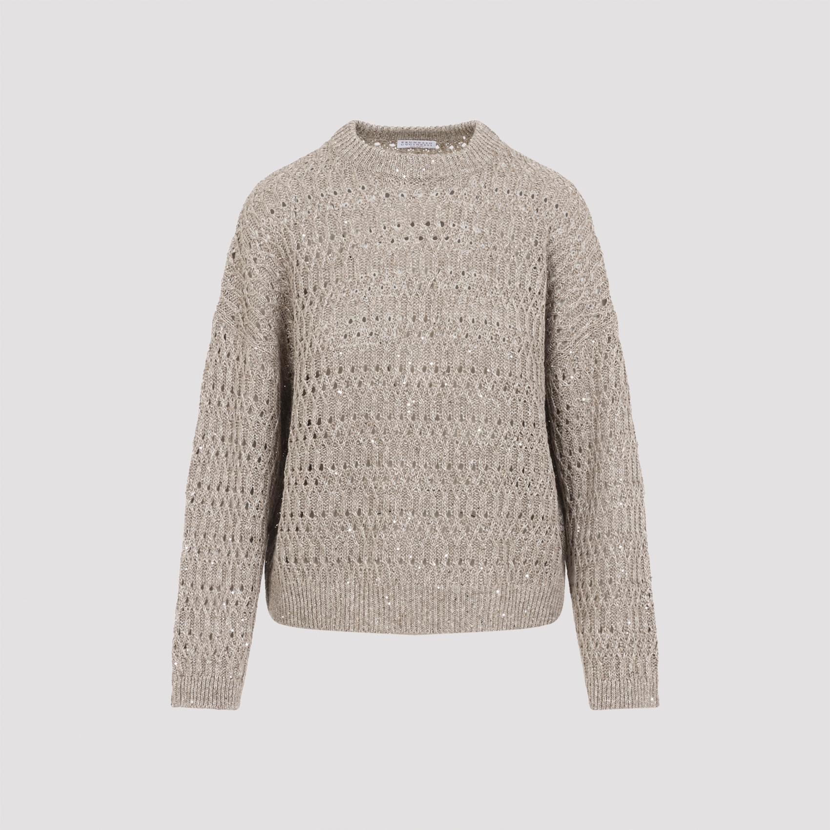 brunello cucinelli linen sweater nude & neutrals nylon - women