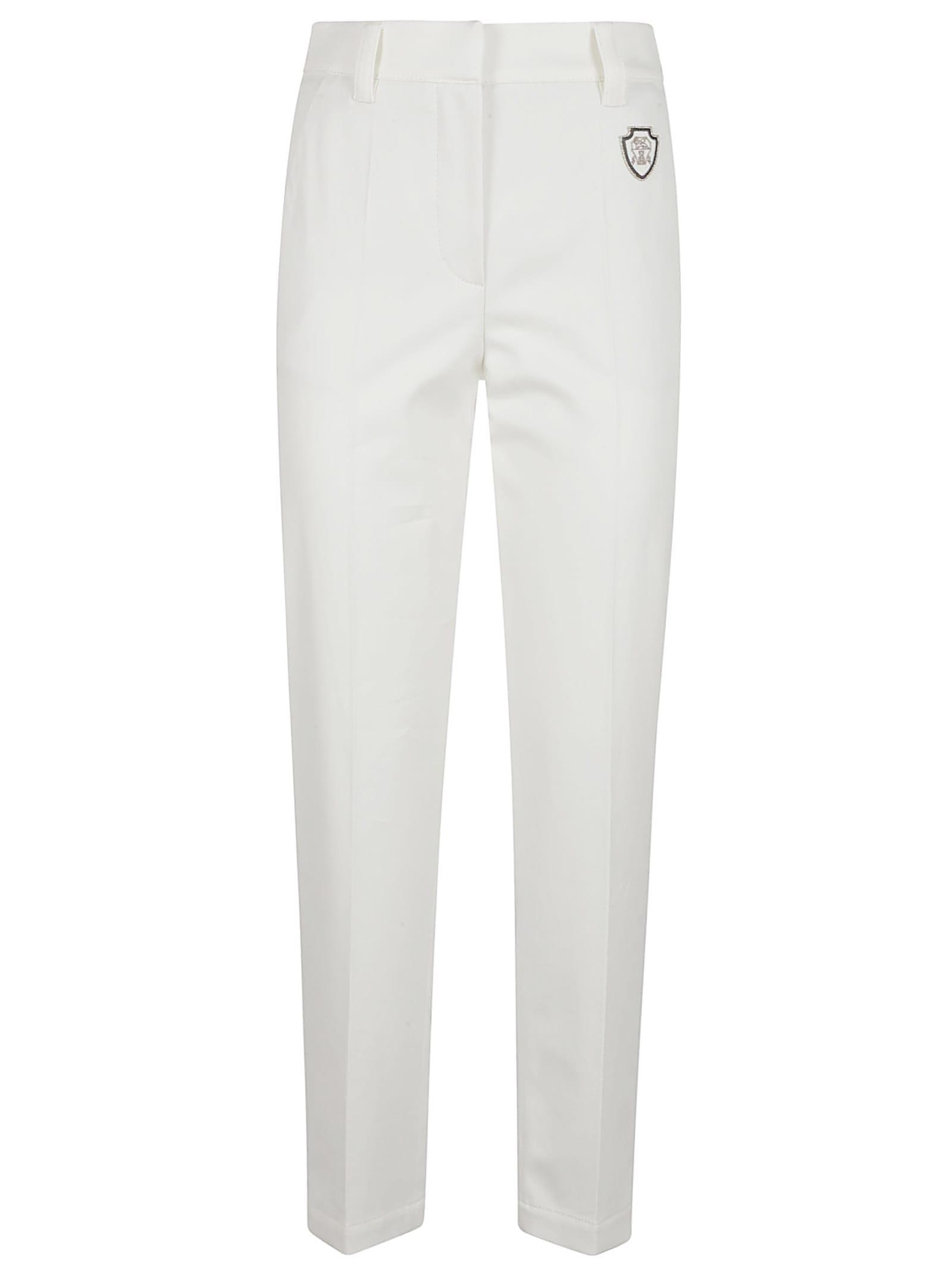 brunello cucinelli logo patch tailored trousers