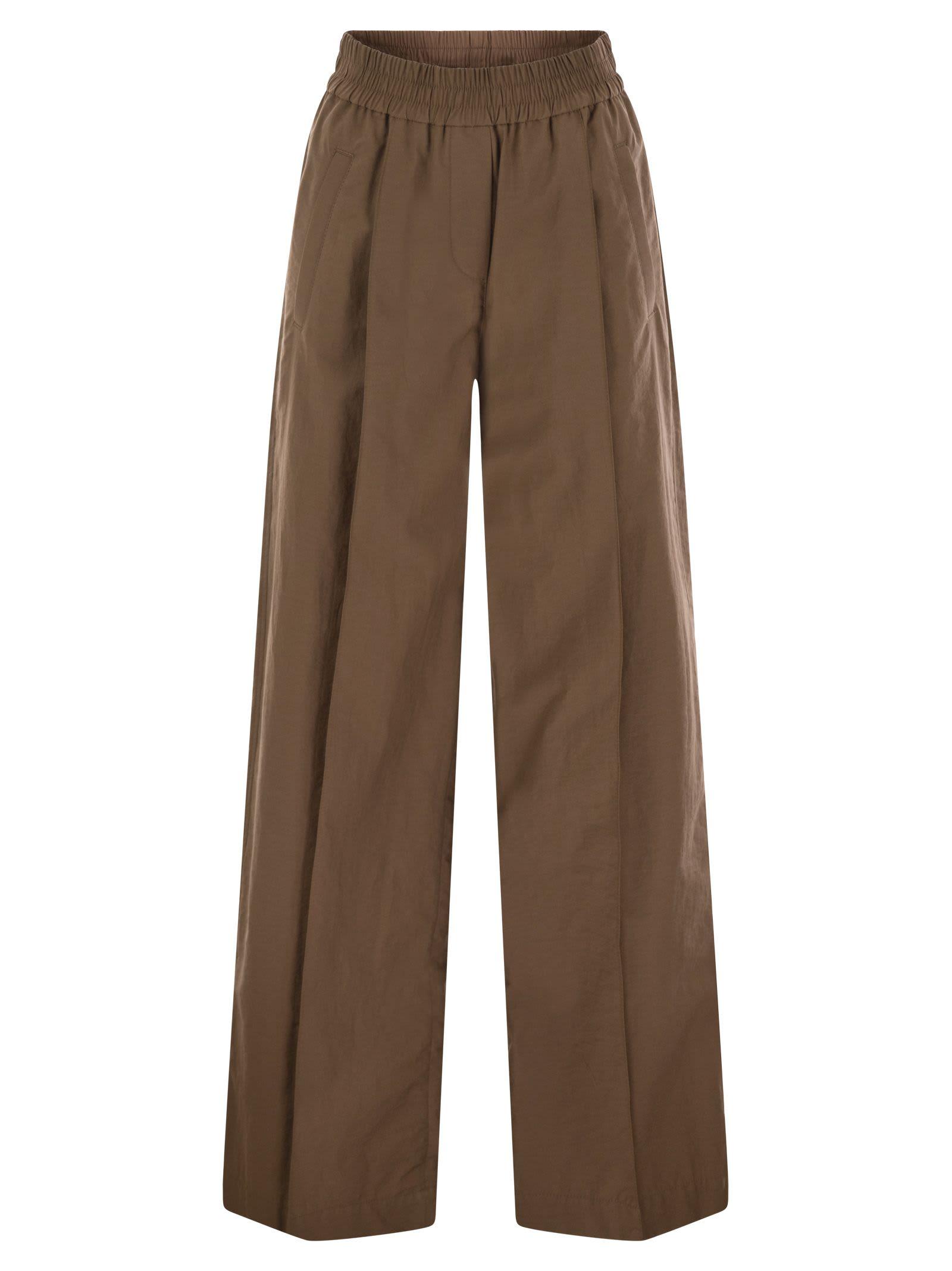 brunello cucinelli loose fit cotton trousers