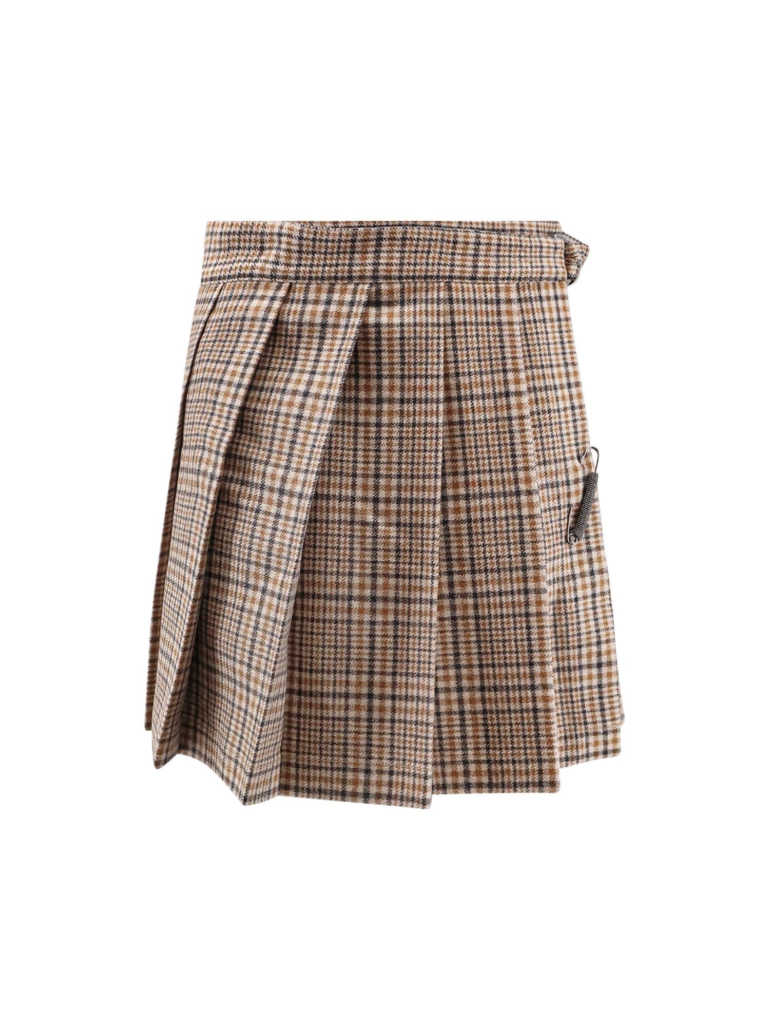 brunello cucinelli madras virgin wool kilt