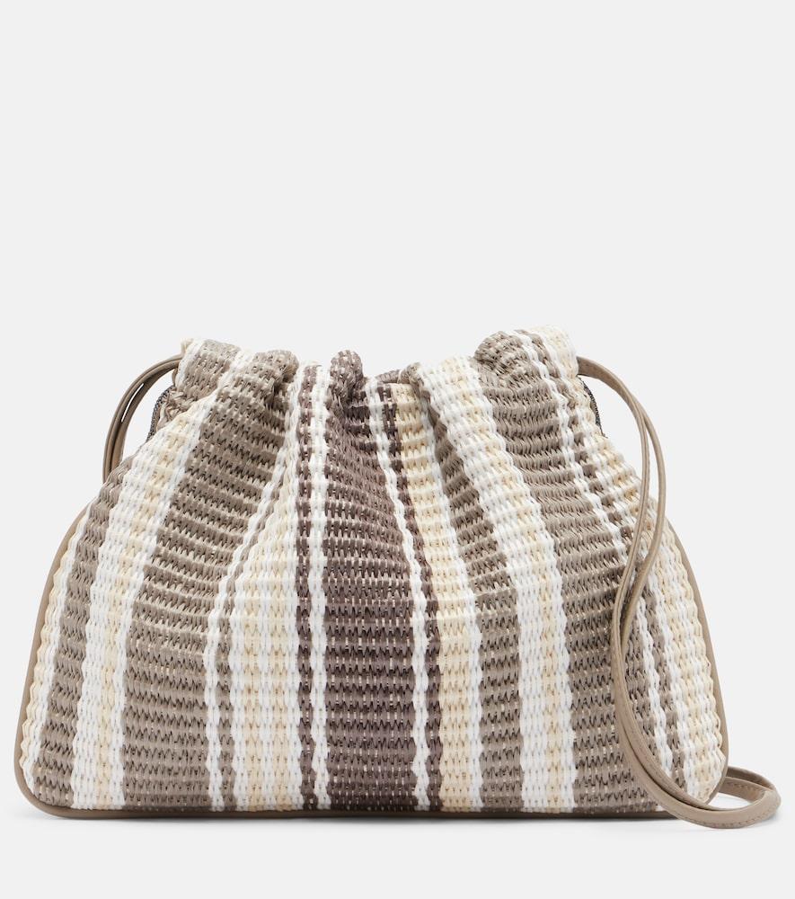 brunello cucinelli mellow small striped crossbody bag