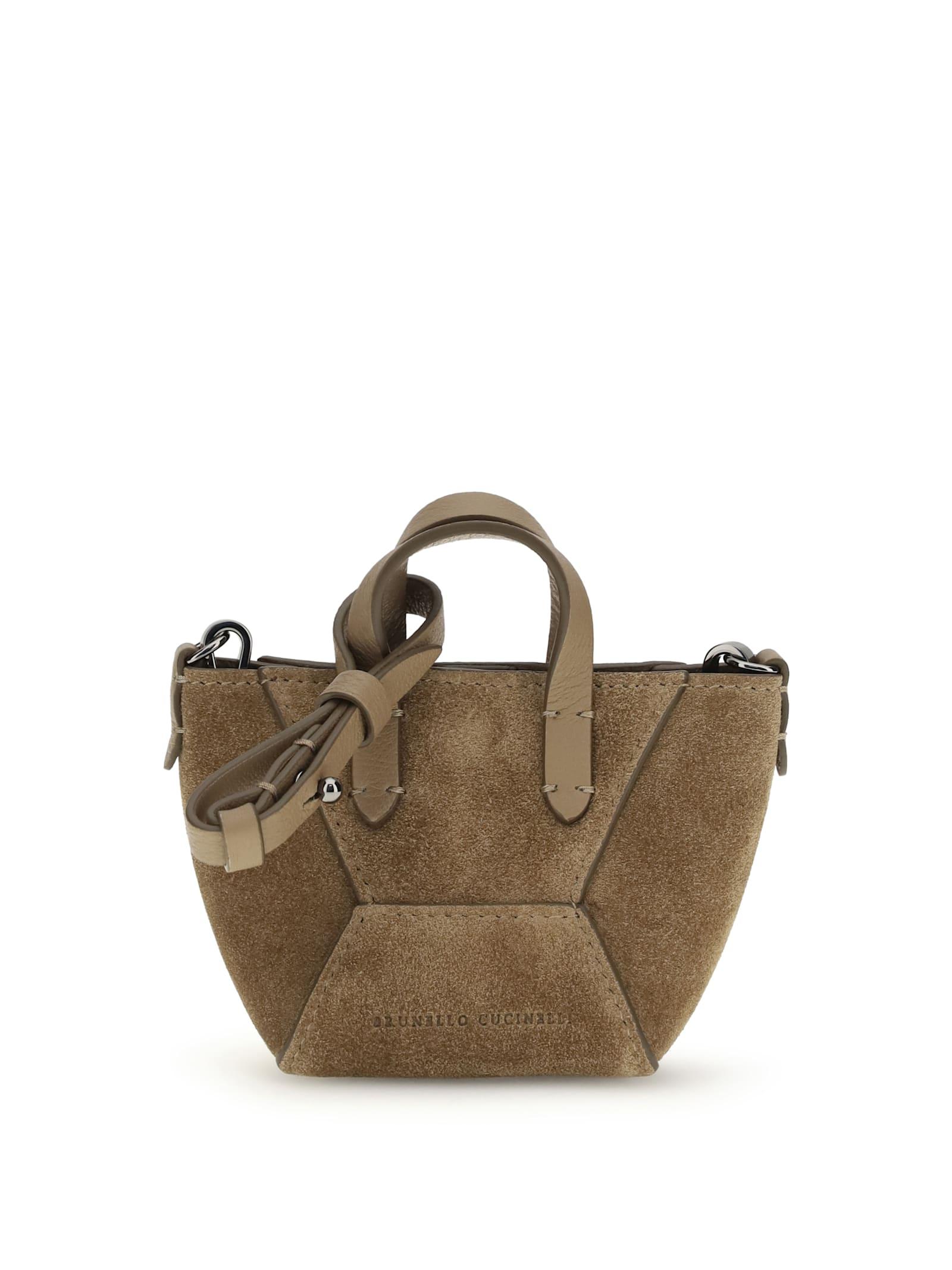 brunello cucinelli micro suede shoulder bag