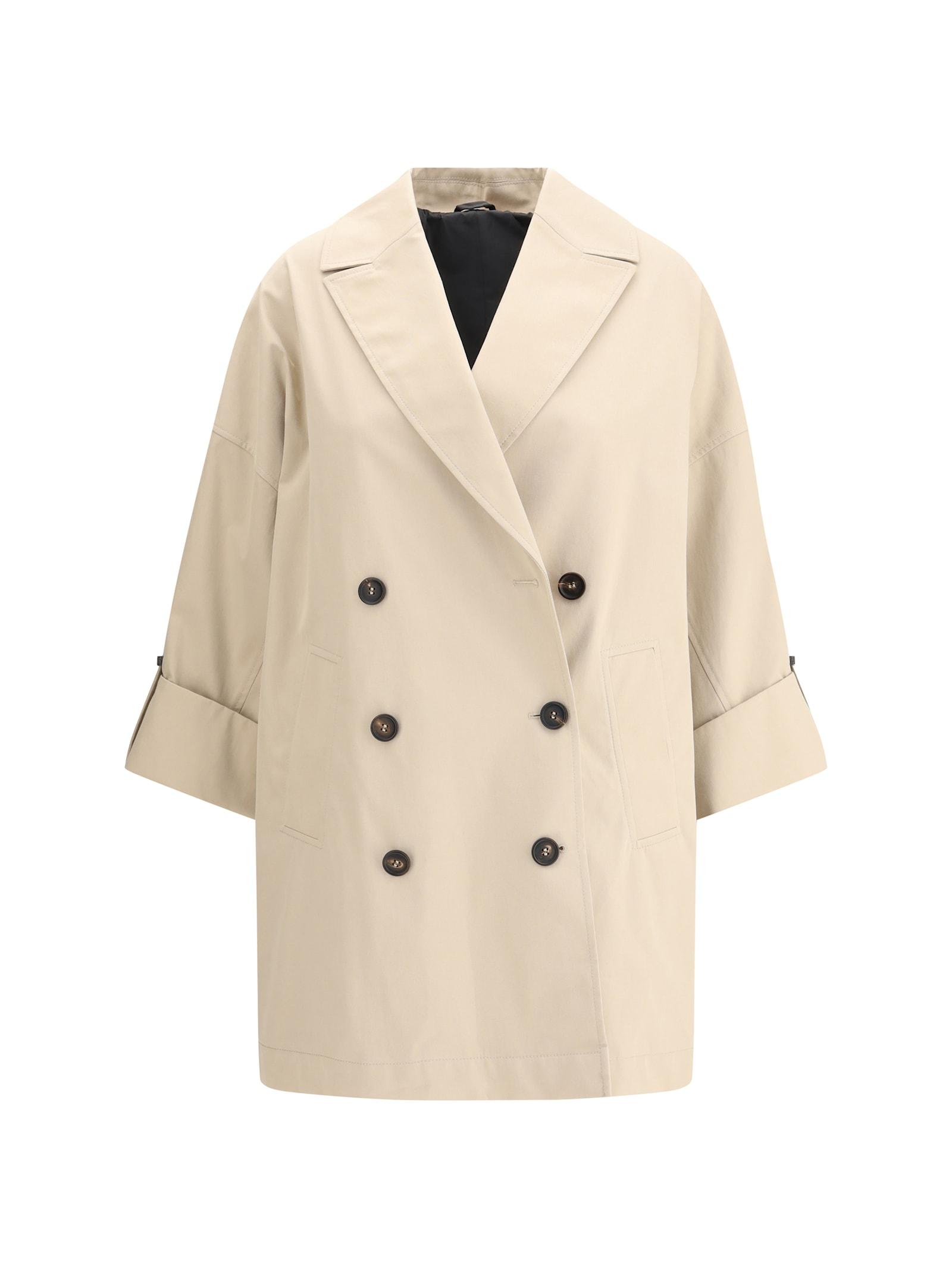brunello cucinelli midi trench coat