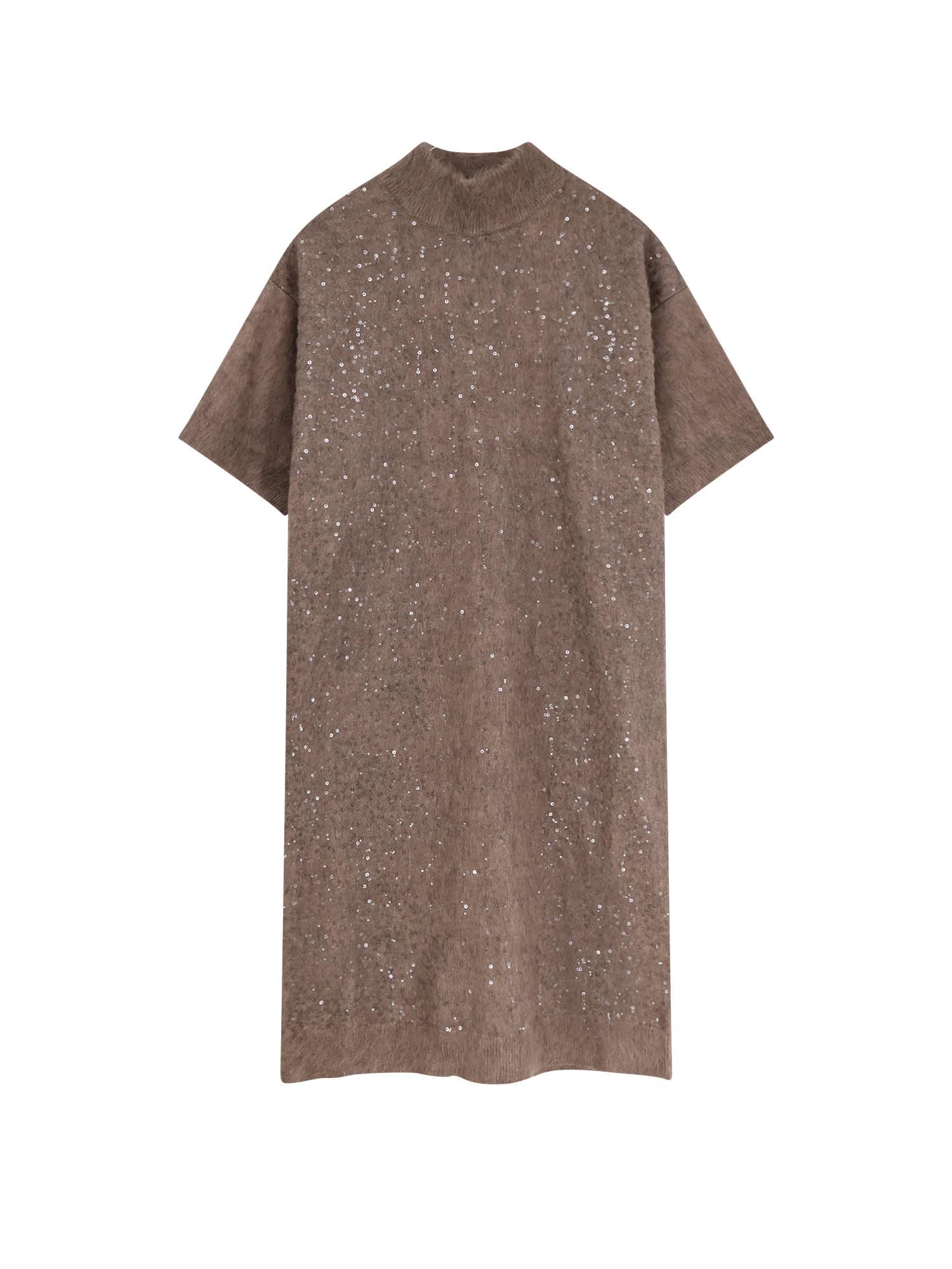 brunello cucinelli mohair and virgin wool dress with sequins