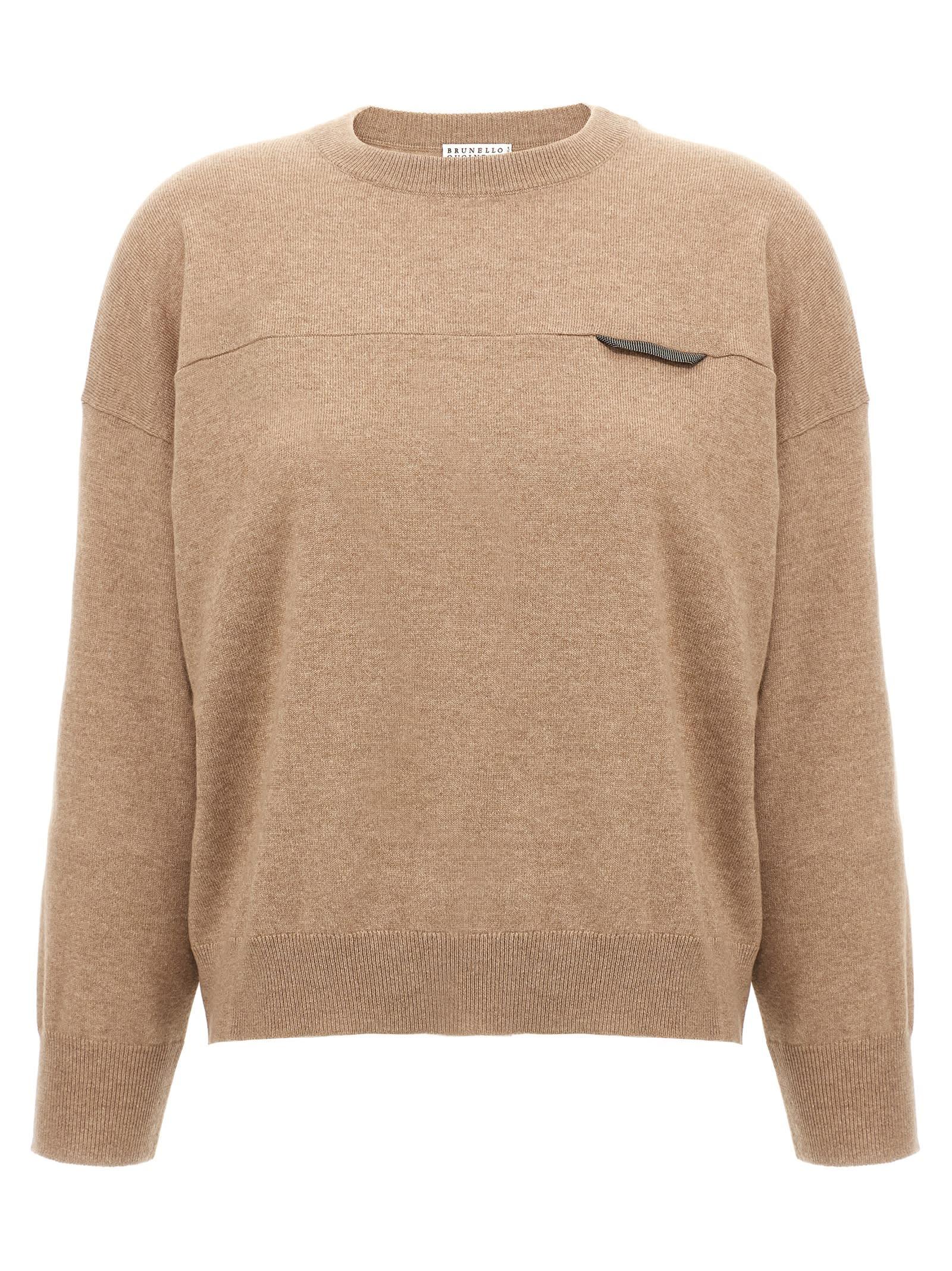 brunello cucinelli monile crop sweater