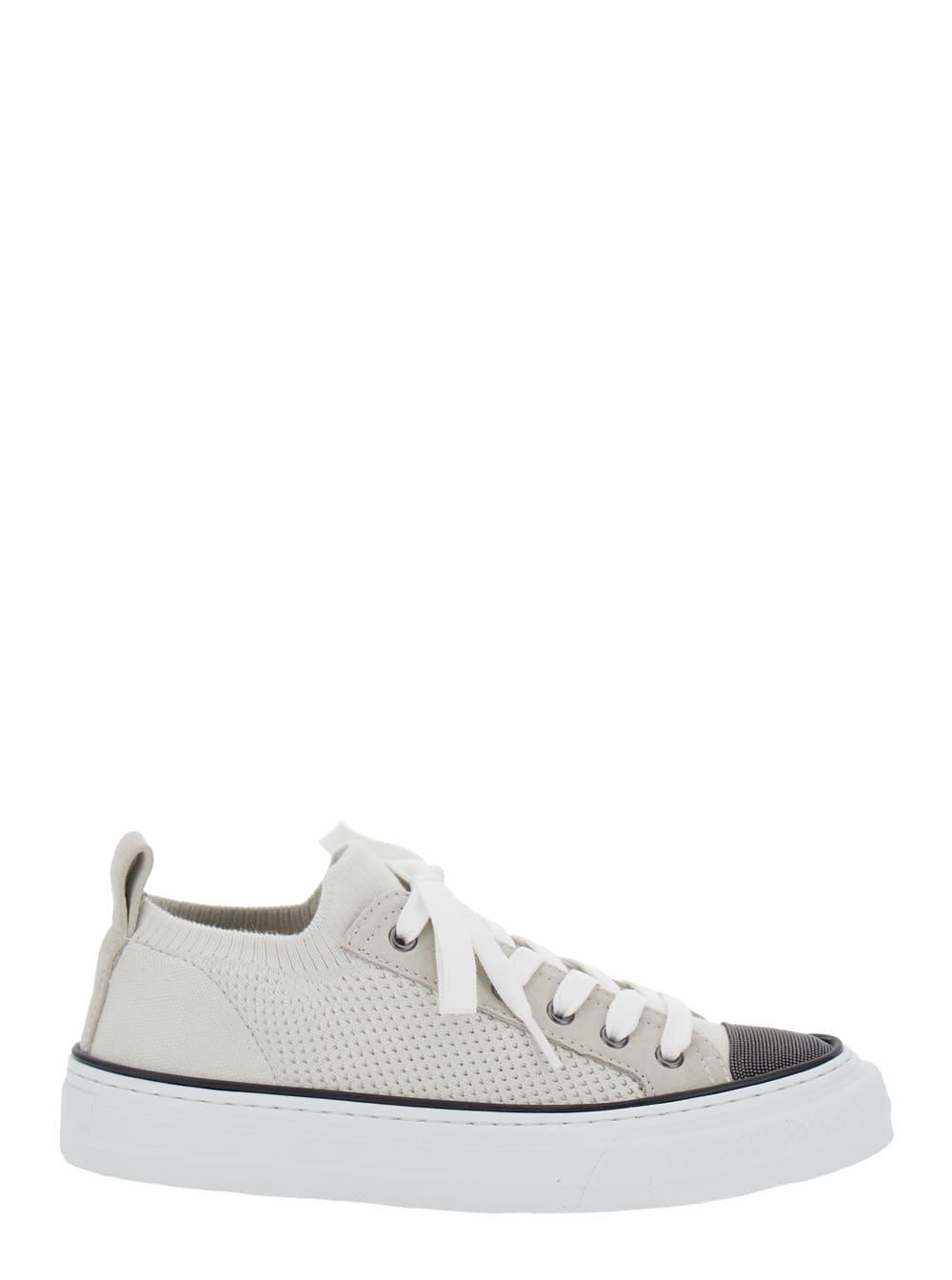 brunello cucinelli monile knit sneakers