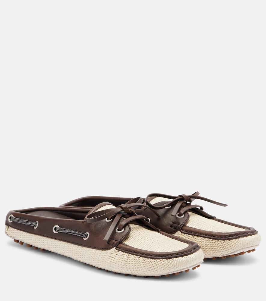 brunello cucinelli monili canvas mules