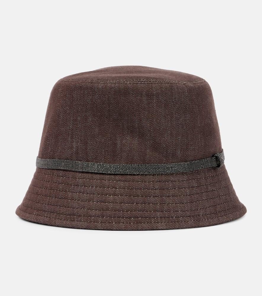 brunello cucinelli monili denim bucket hat