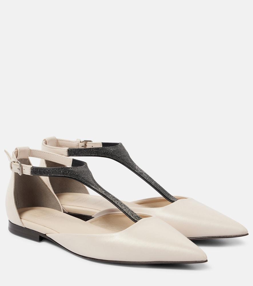 brunello cucinelli monili leather flats