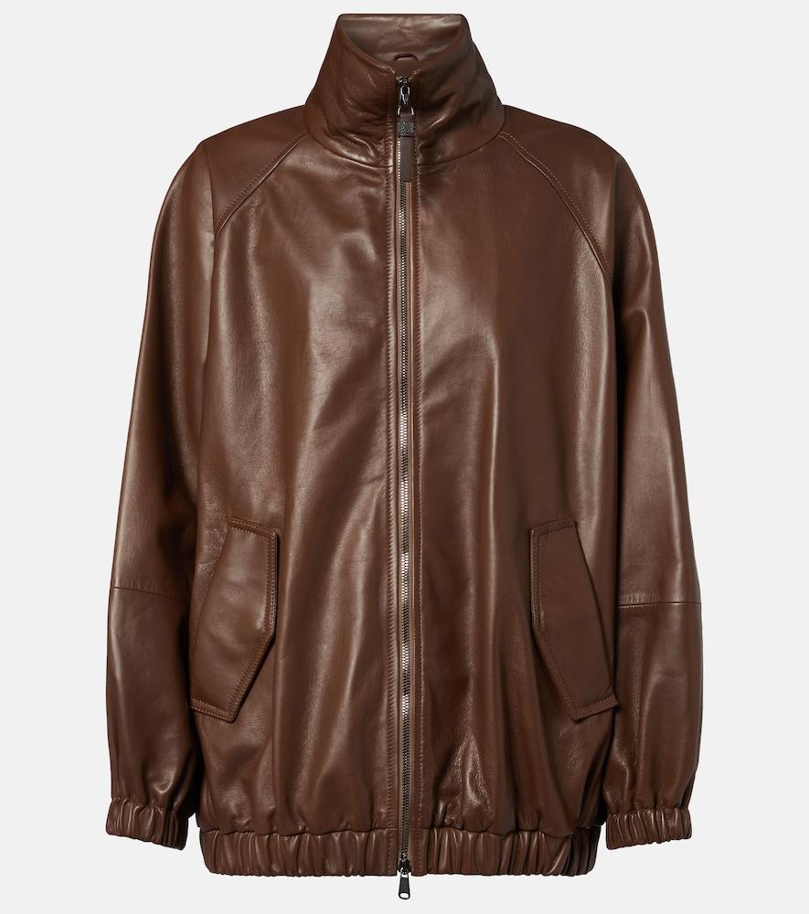 brunello cucinelli monili leather jacket