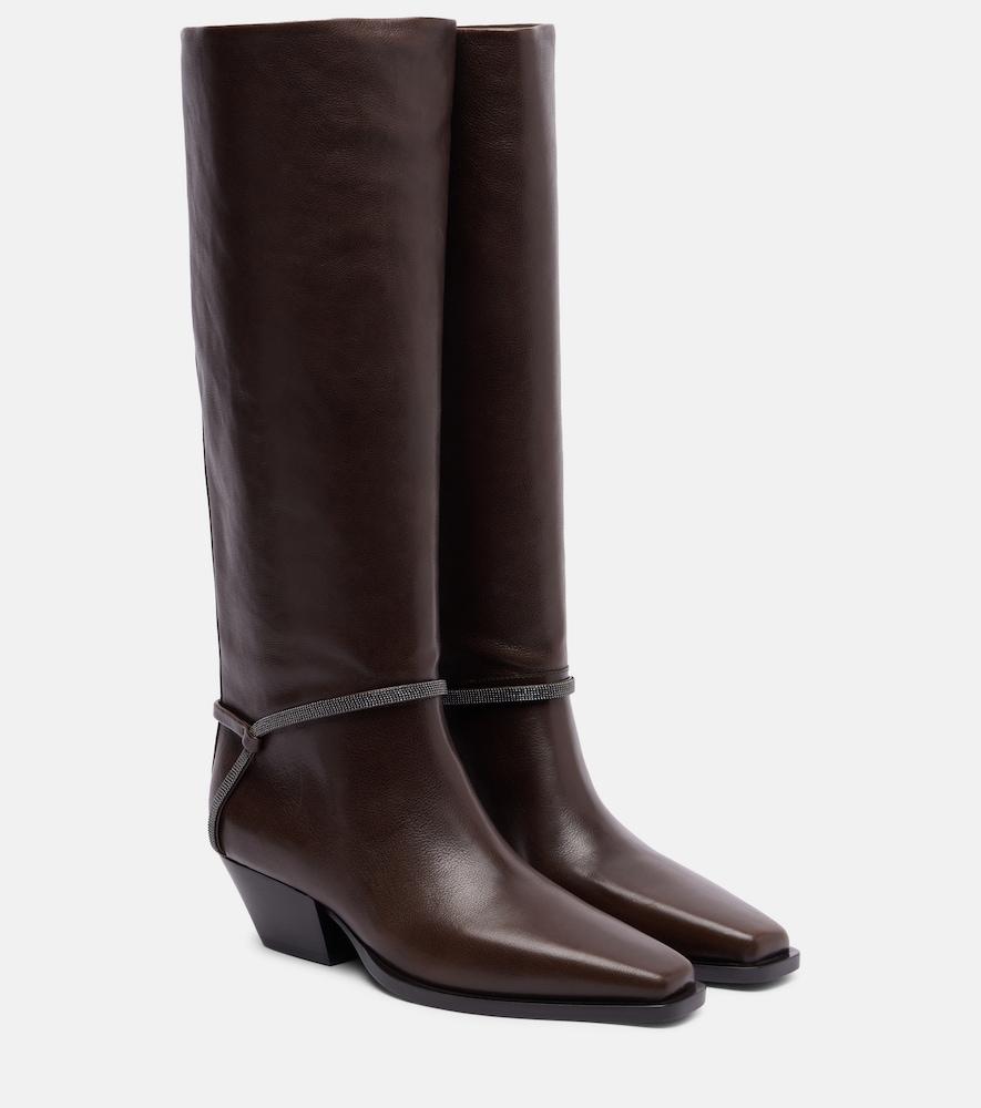 brunello cucinelli monili leather knee