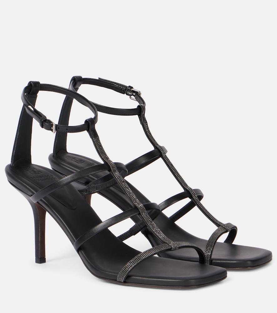 brunello cucinelli monili leather sandals