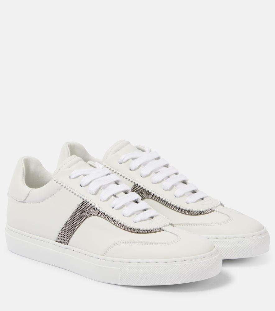 brunello cucinelli monili leather sneakers