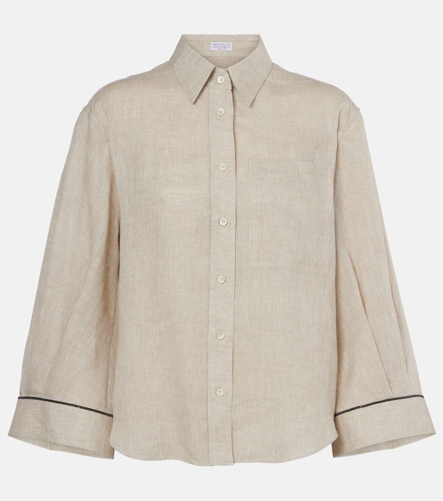 brunello cucinelli monili linen shirt