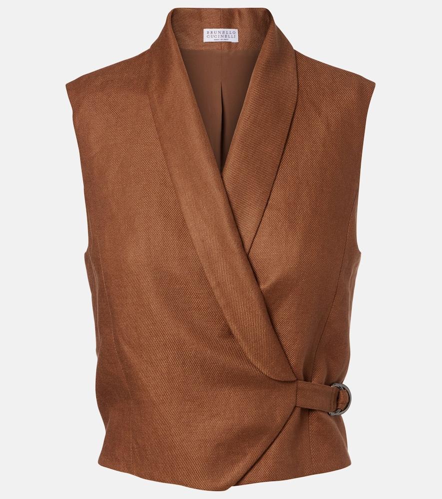 brunello cucinelli monili linen vest