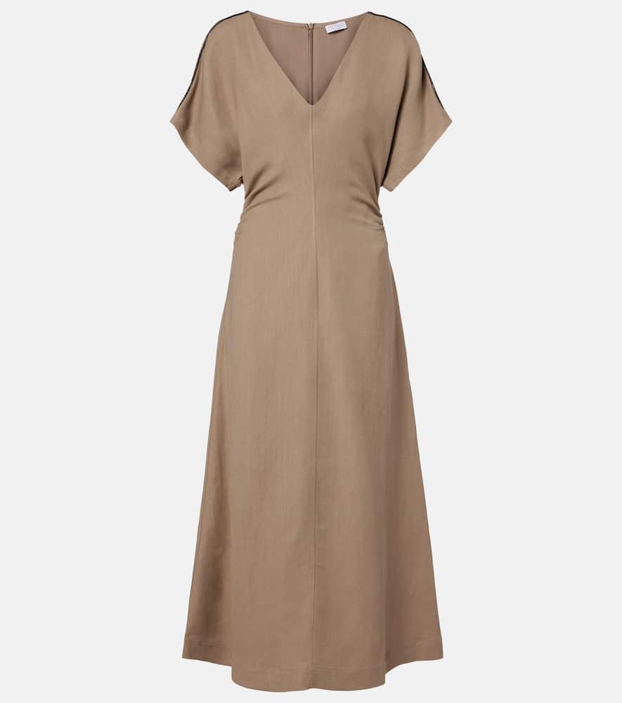 brunello cucinelli monili midi dress