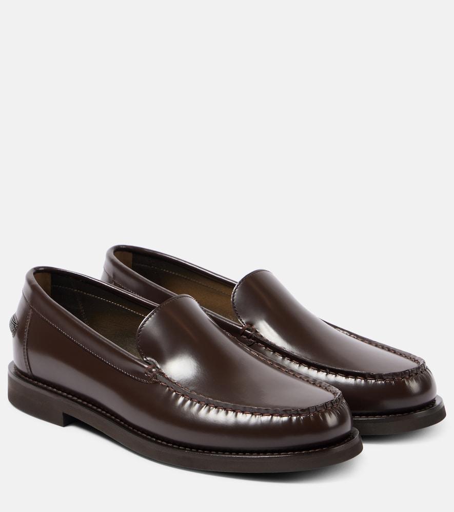brunello cucinelli monili polished leather loafers